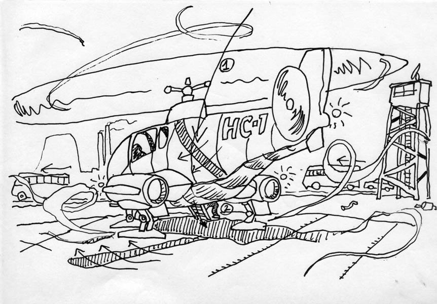 …and lands on a concrete runway.